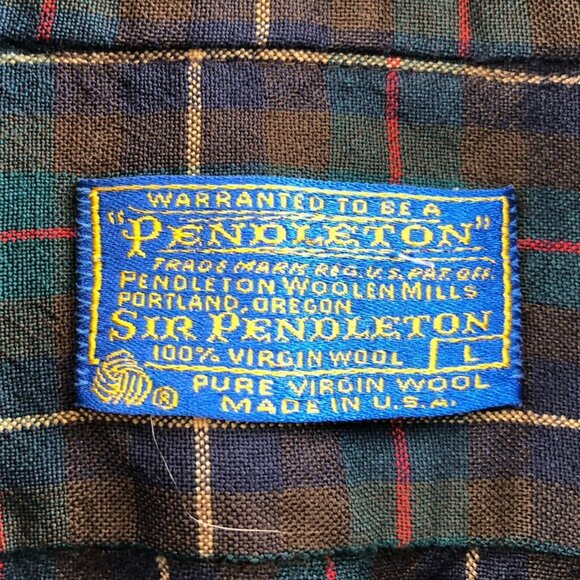 Vintage Pendleton Mens Shirt Large Long Sleeve Dress Wool Plaid Button Down - Picture 6 of 10